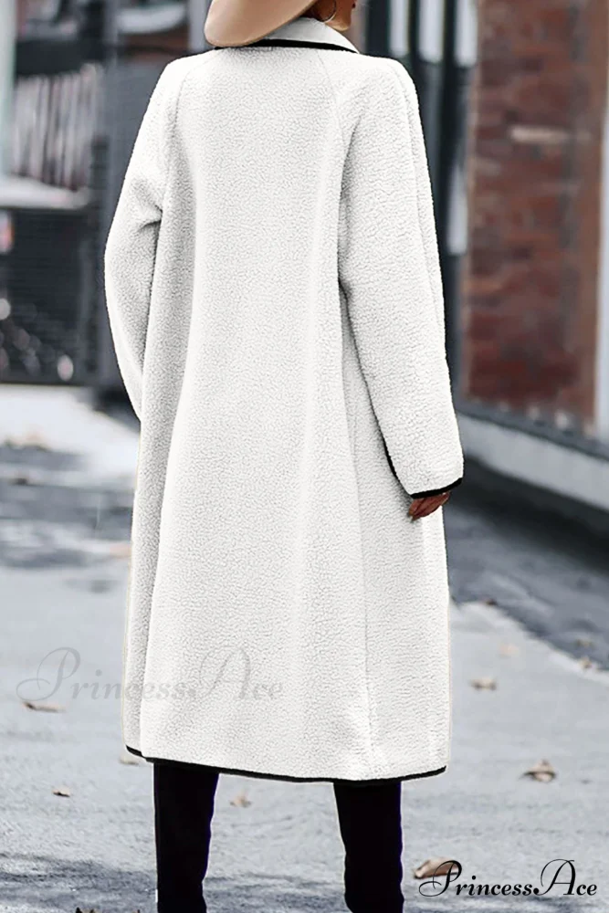 Plush Cardigan with Lapel Pocket - Image 2