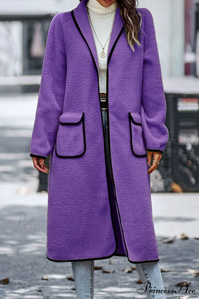 Plush Cardigan with Lapel Pocket - Image 4