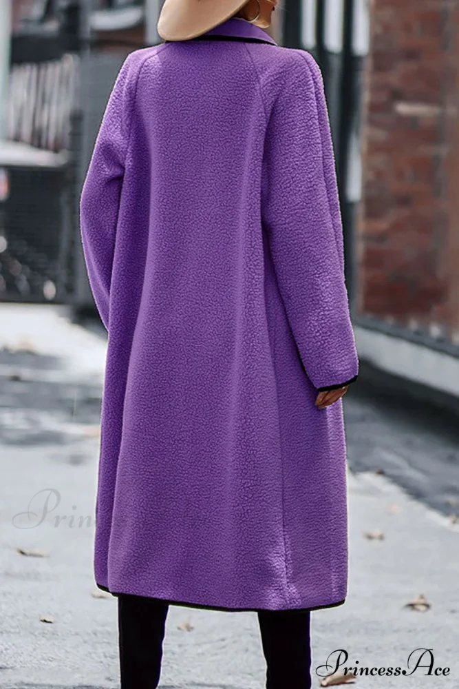 Plush Cardigan with Lapel Pocket - Image 5
