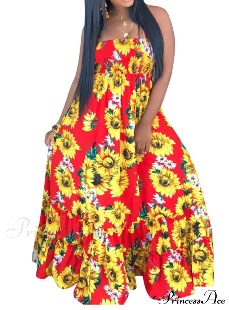 Open Back Print Bandage Maxi Dress - Image 3