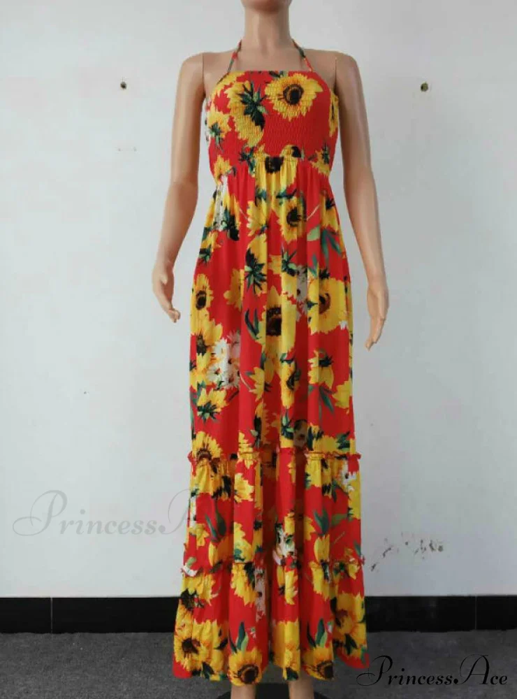 Open Back Print Bandage Maxi Dress - Image 6