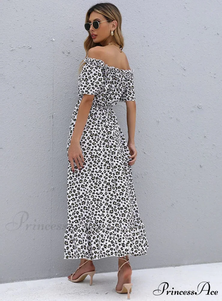 Short-Sleeve Printed Dress with Irregular Pattern - Image 3