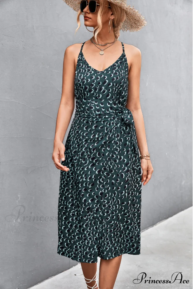 Seductive Suspender V-Neck Dress with Strap Slit - Image 10