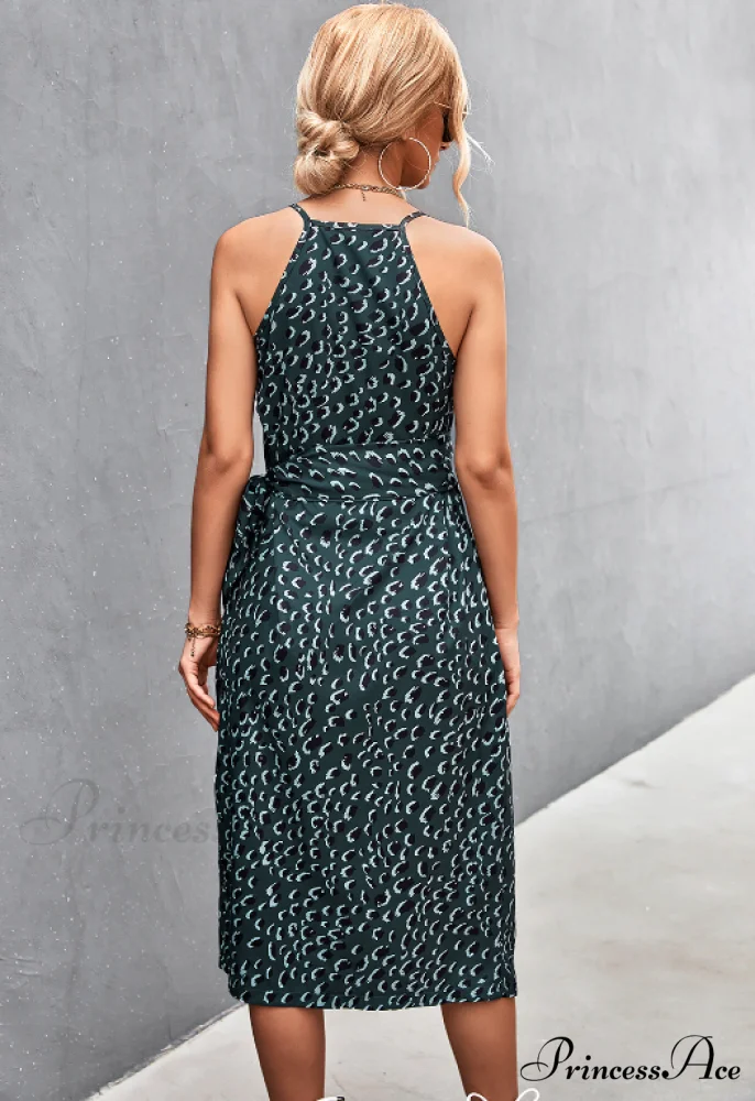 Seductive Suspender V-Neck Dress with Strap Slit - Image 11