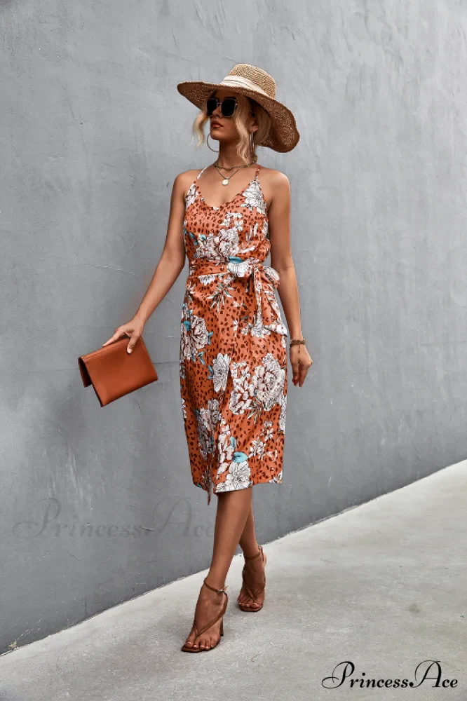 Seductive Suspender V-Neck Dress with Strap Slit - Image 4