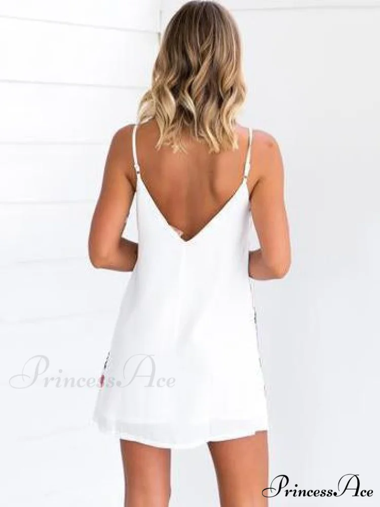 Printed Backless Mini Dress with Belt - Image 4