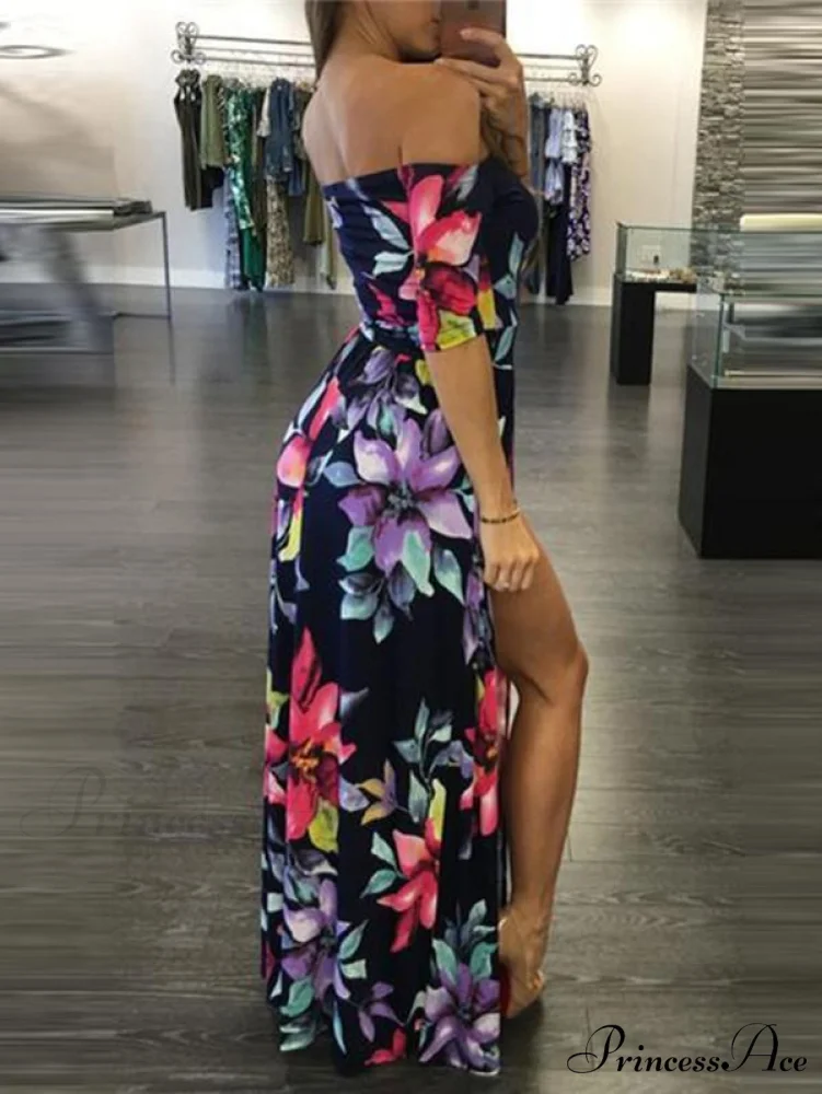 Off-Shoulder Maxi Dress with Side Split - Image 2