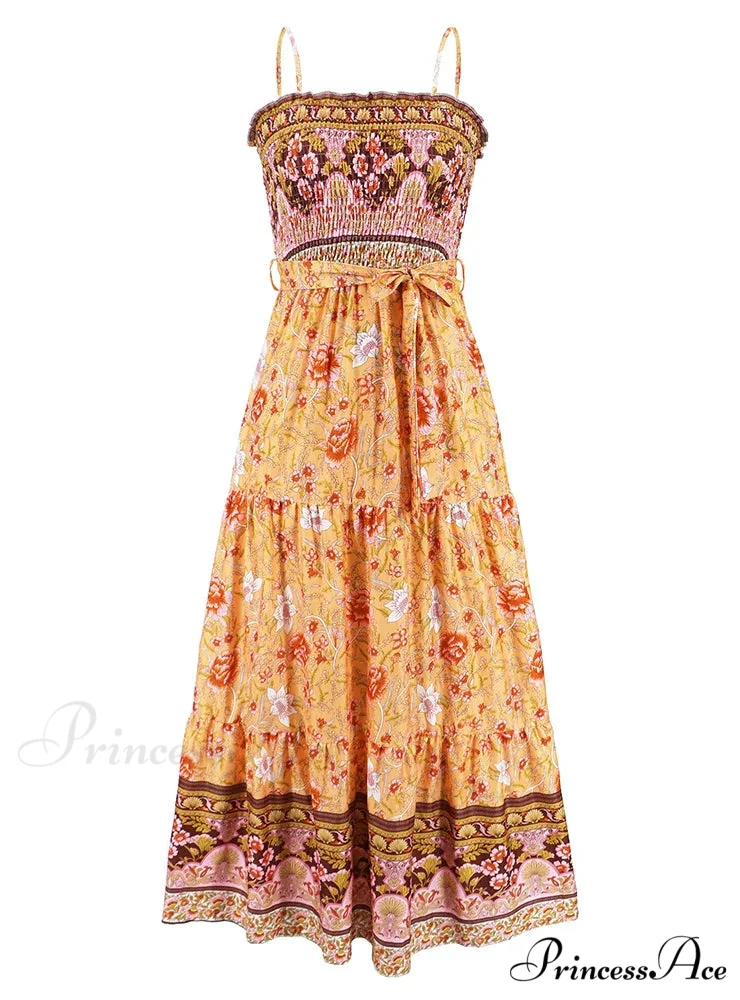 Sleeveless Suspender Dress with Solid Color Stitching - Image 3