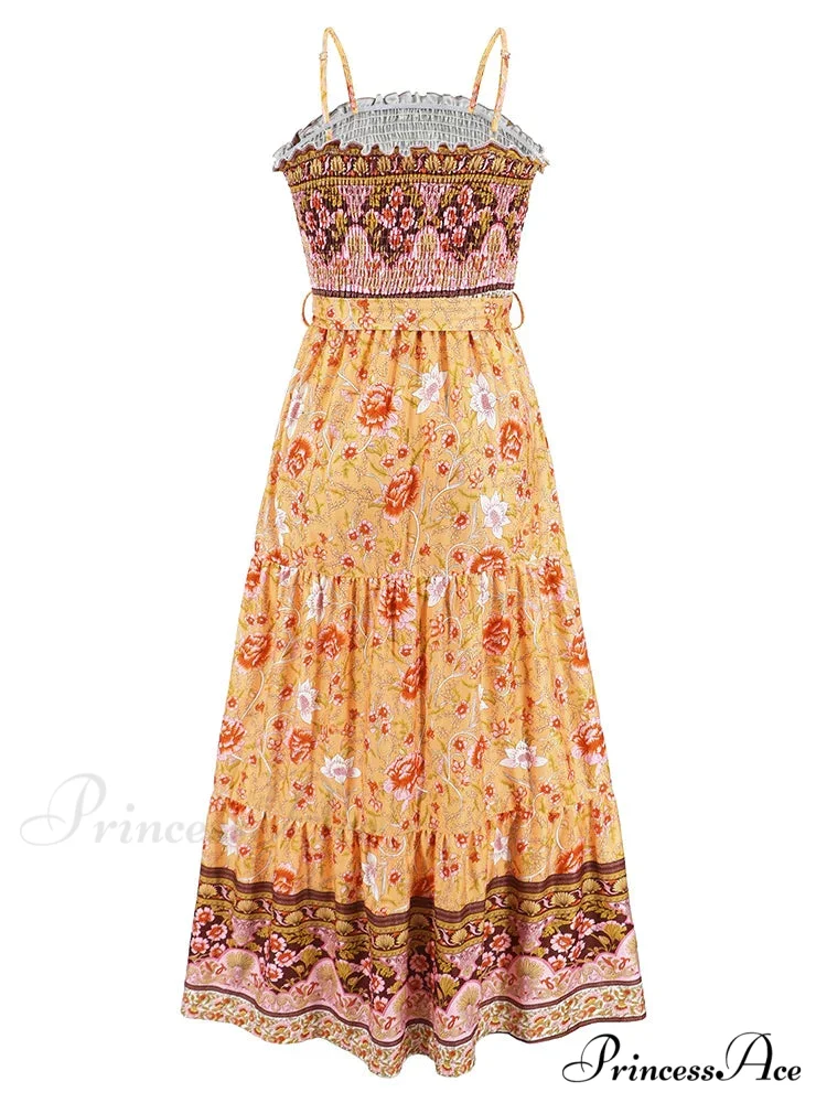 Sleeveless Suspender Dress with Solid Color Stitching - Image 4