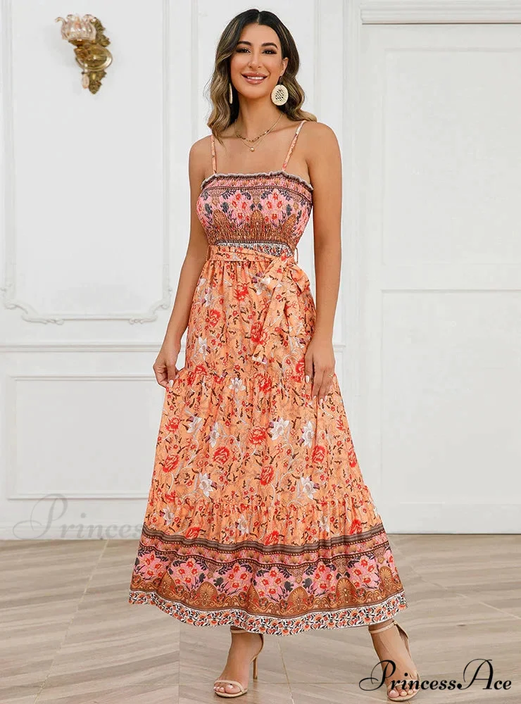 Sleeveless Suspender Dress with Solid Color Stitching - Image 5