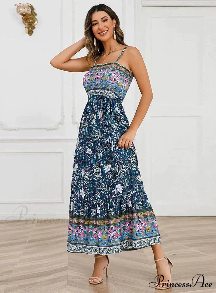 Sleeveless Suspender Dress with Solid Color Stitching - Image 7