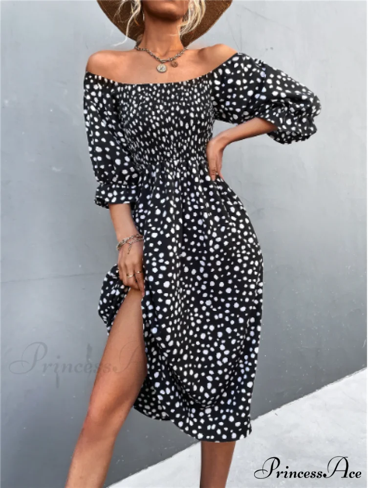 Square Collar Bubble Sleeve Dress - Image 2