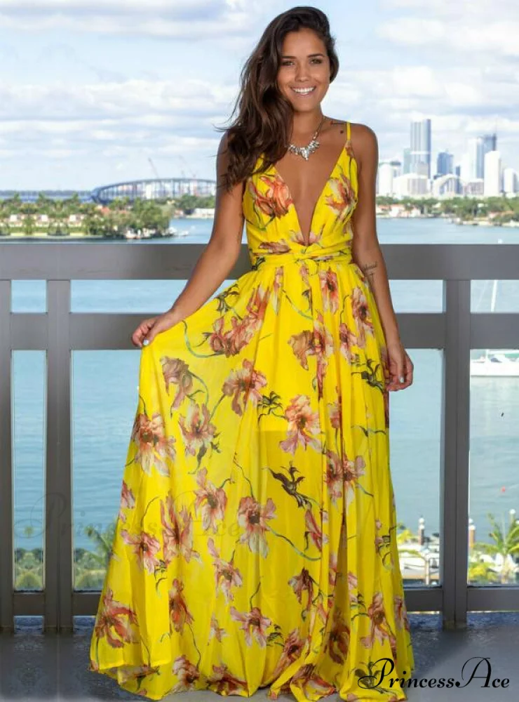 Sleeveless Floral Print Maxi Dress for Party or Beach - Image 3