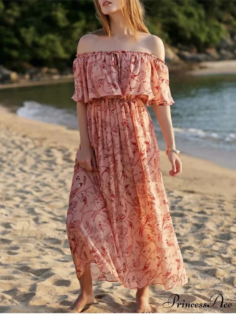 Off The Shoulder Floral Maxi Dress for the Beach - Image 4