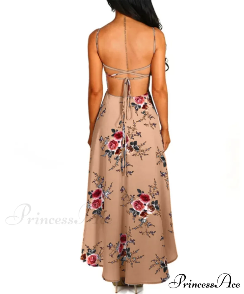 Elegant Backless Floral Cami Dress - Image 3