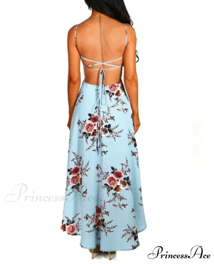 Elegant Backless Floral Cami Dress - Image 7