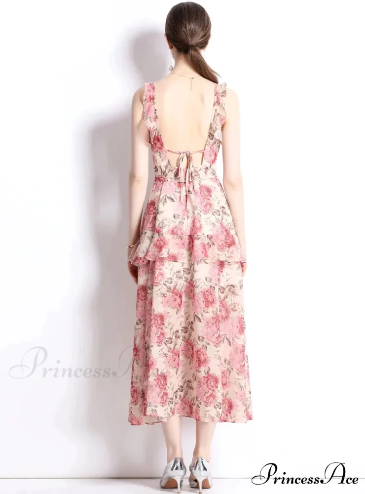 Chiffon Floral Backless Dress for Summer - Image 2