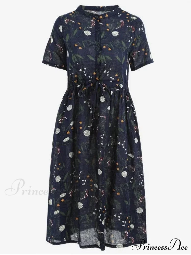Floral Print Drawstring Dress - Image 5