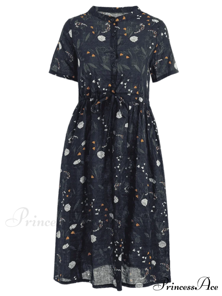 Floral Print Drawstring Dress - Image 6