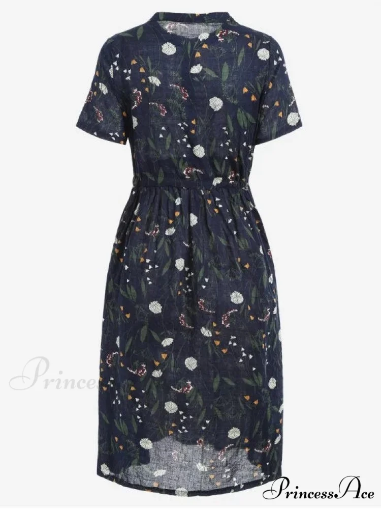 Floral Print Drawstring Dress - Image 7