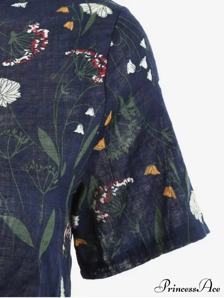 Floral Print Drawstring Dress - Image 8