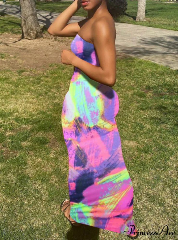Off Shoulder Tie Dye Bodycon Dress for Women - Image 7