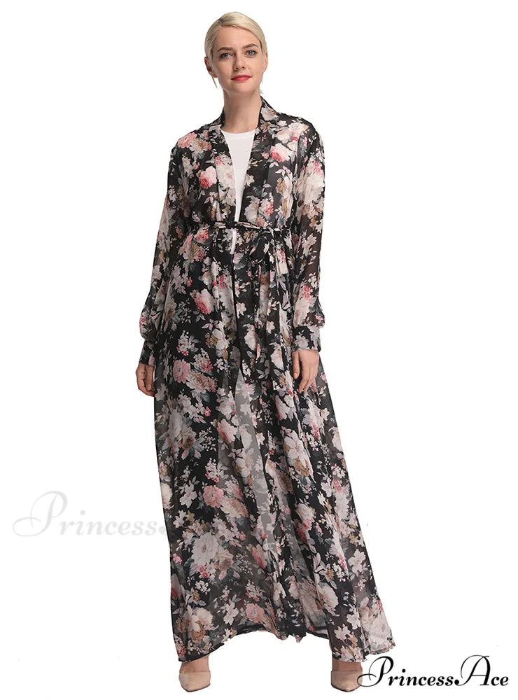 Plunging Neck Floral Print Belted Dress - Image 4