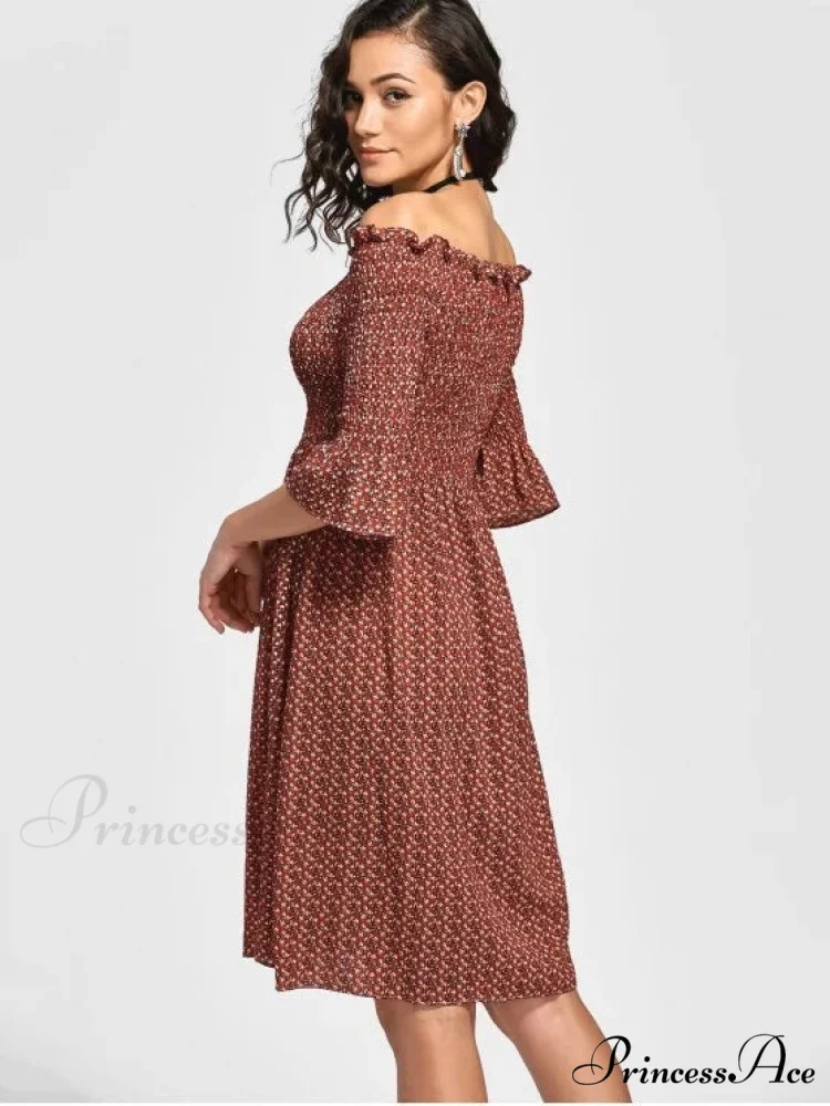 Floral Smocked Off Shoulder Midi Dress - Image 2