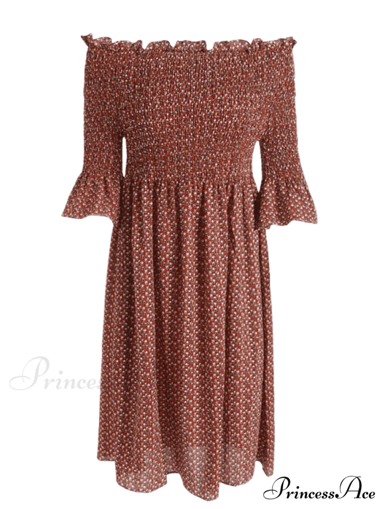 Floral Smocked Off Shoulder Midi Dress - Image 4