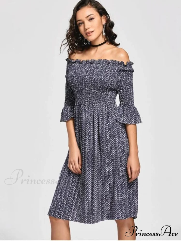 Floral Smocked Off Shoulder Midi Dress - Image 5