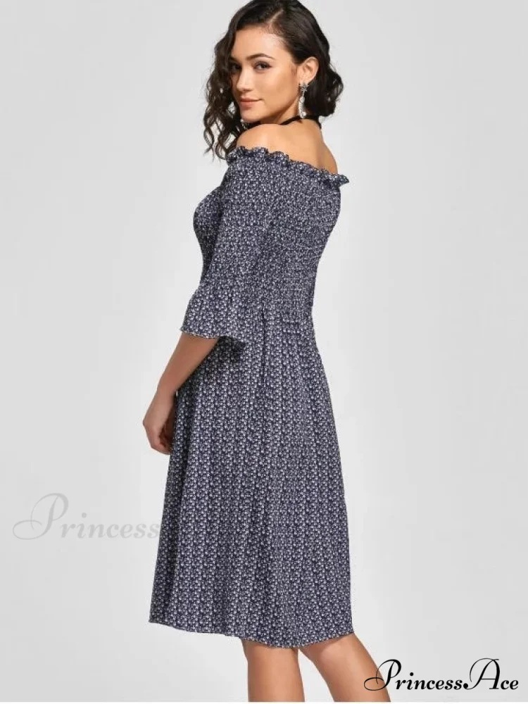 Floral Smocked Off Shoulder Midi Dress - Image 6