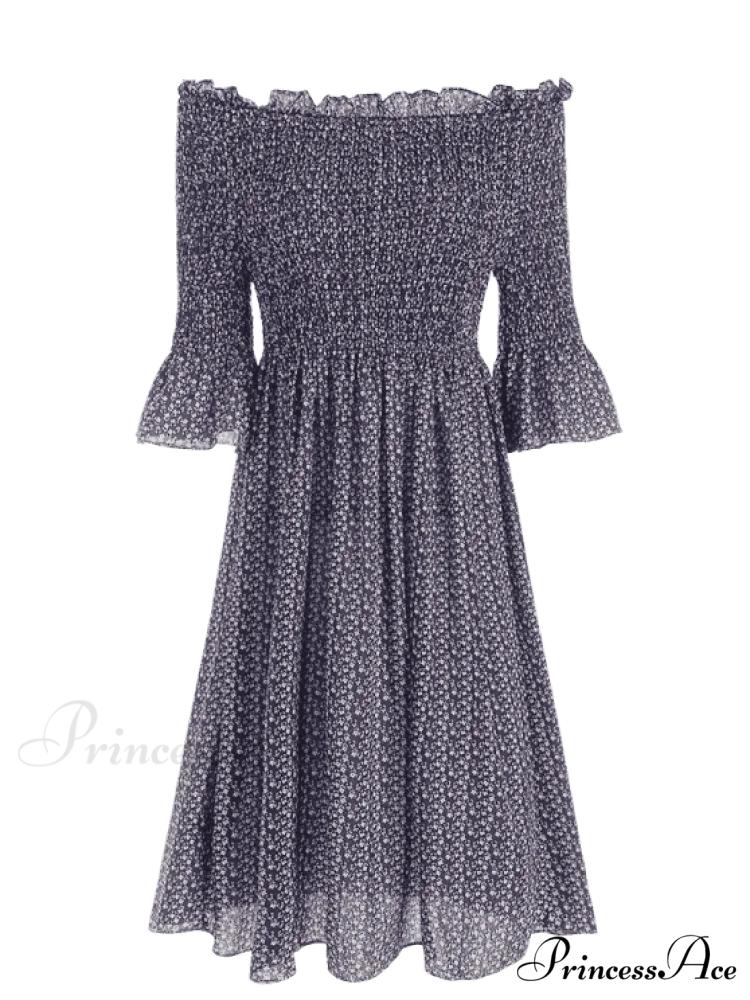 Floral Smocked Off Shoulder Midi Dress - Image 7