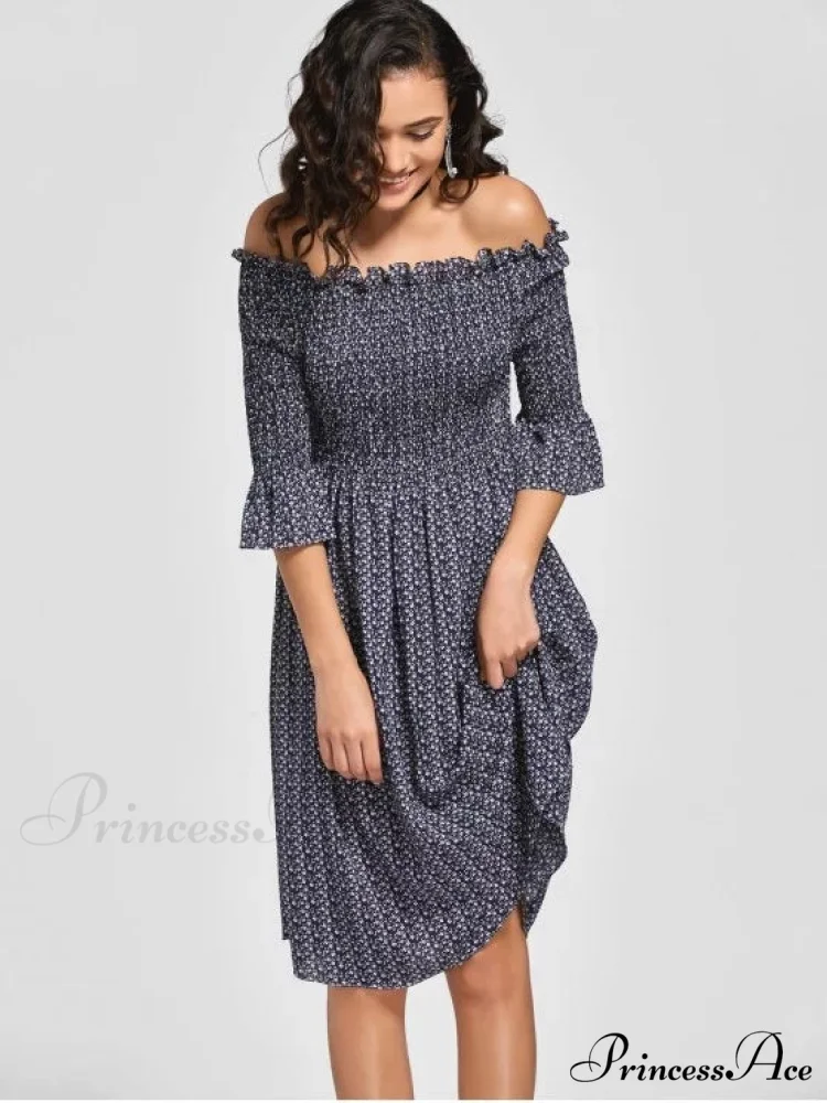 Floral Smocked Off Shoulder Midi Dress - Image 8