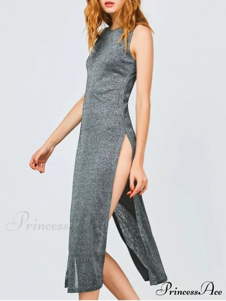 Sleeveless High Slit Club Dress - Image 3
