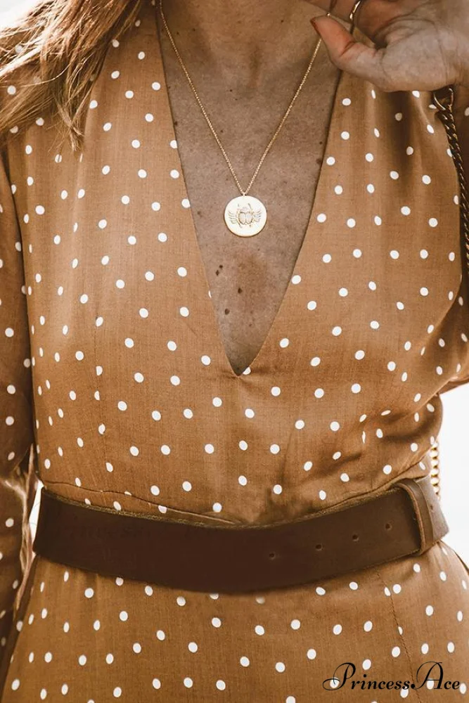 Bohemia Polka-Dot V Neck Maxi Dress for Summer - Image 3