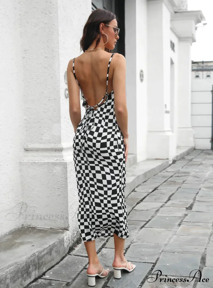 Satin Swing Side Split Backless Dress - Image 4