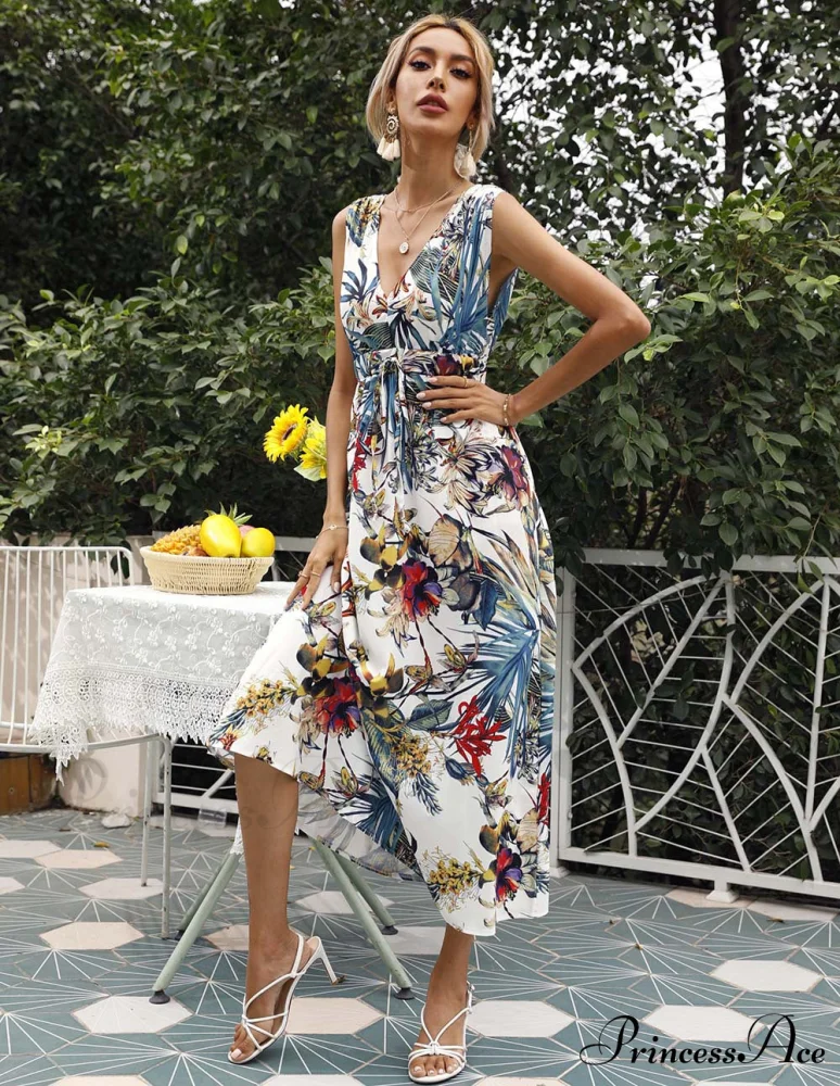 Chiffon Summer Dress with Print - Women's Boho Beach Midi Style - Image 4
