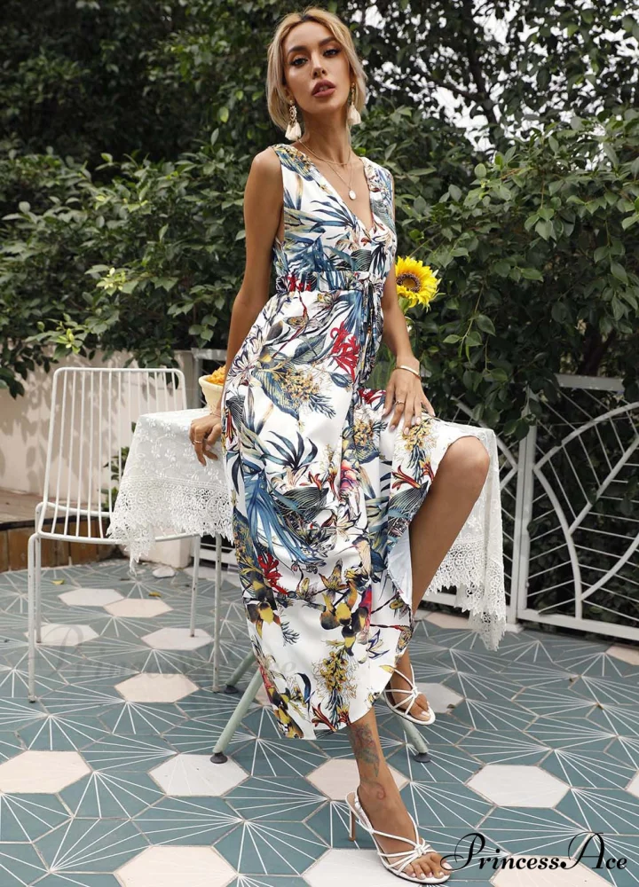 Chiffon Summer Dress with Print - Women's Boho Beach Midi Style - Image 5