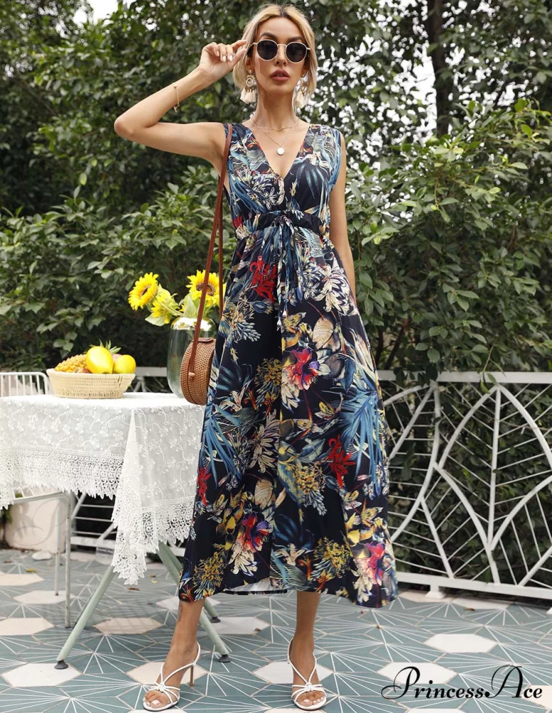 Chiffon Summer Dress with Print - Women's Boho Beach Midi Style - Image 8