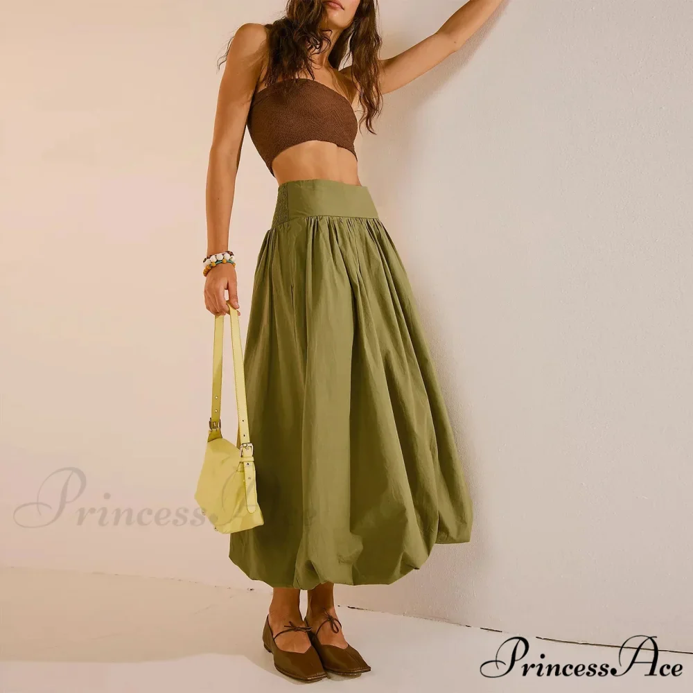 Y2K Bubble Maxi Color Ruffle Pleated Midi Skirt - Image 5