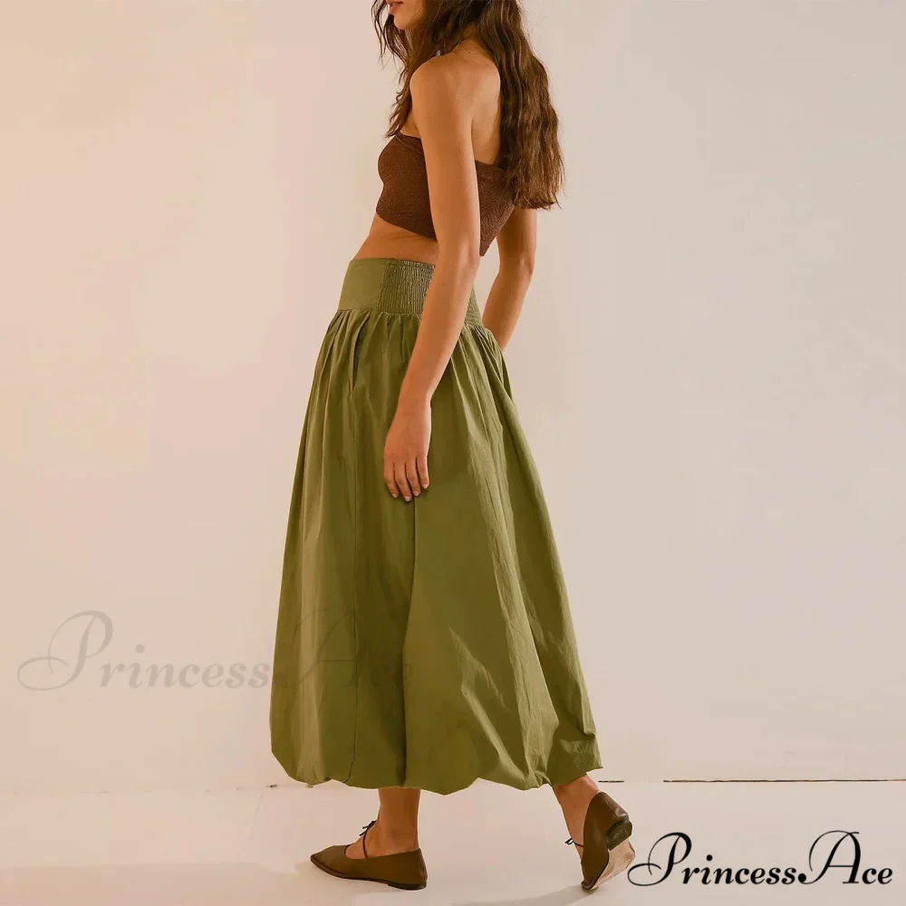 Y2K Bubble Maxi Color Ruffle Pleated Midi Skirt - Image 6