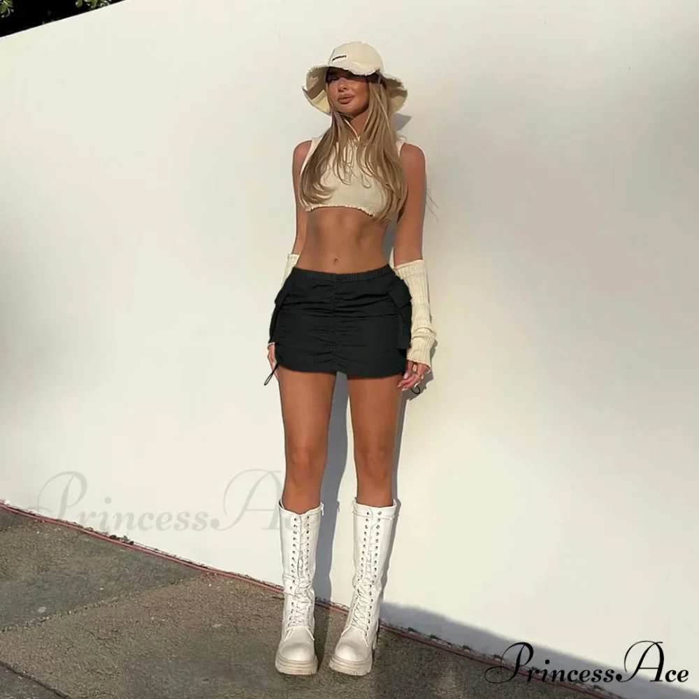 Summer Color Cargo Bodycon Pleated Mini Skirt - Image 7