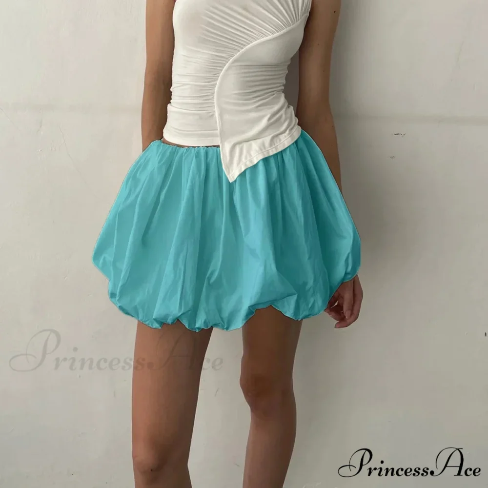Y2K Bubble Pleated Hem A Line Mini Skirt - Image 2