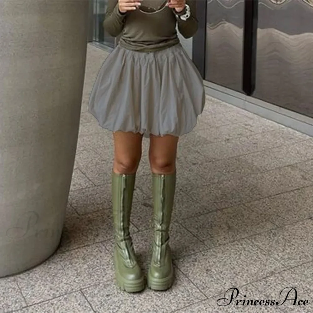 Y2K Bubble Pleated Hem A Line Mini Skirt - Image 8