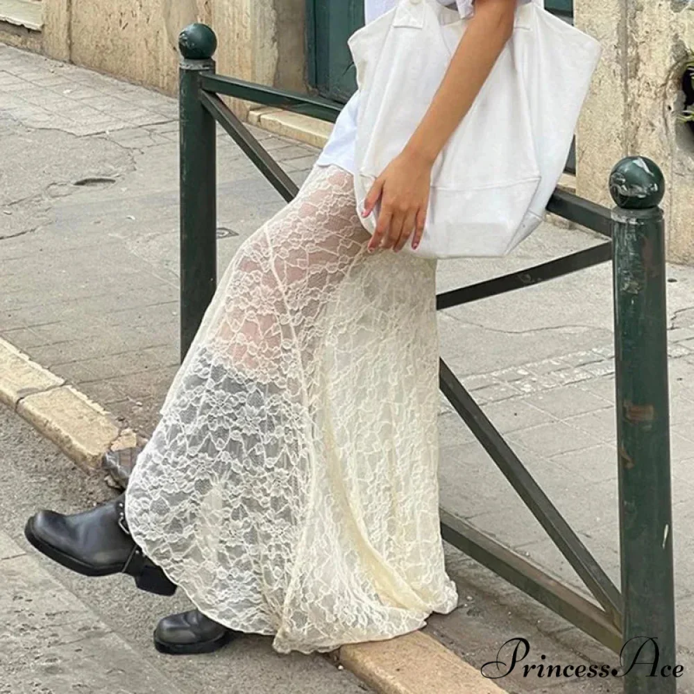 Fairy Stylish High Street Lace Maxi Skirt - Image 3