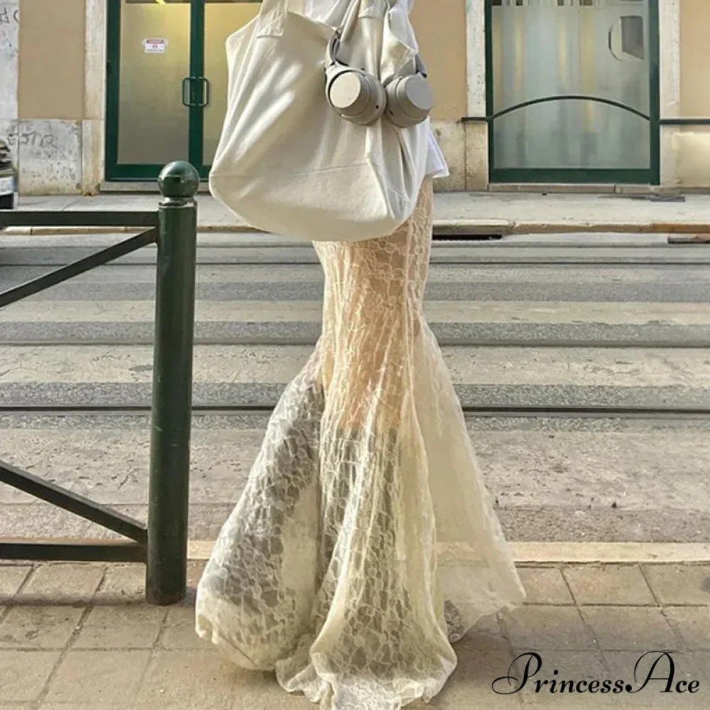 Fairy Stylish High Street Lace Maxi Skirt - Image 4