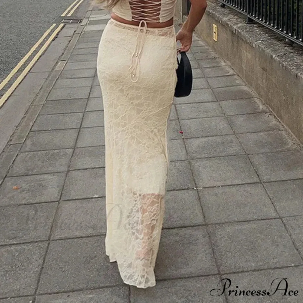 Fairy Stylish High Street Lace Maxi Skirt - Image 5