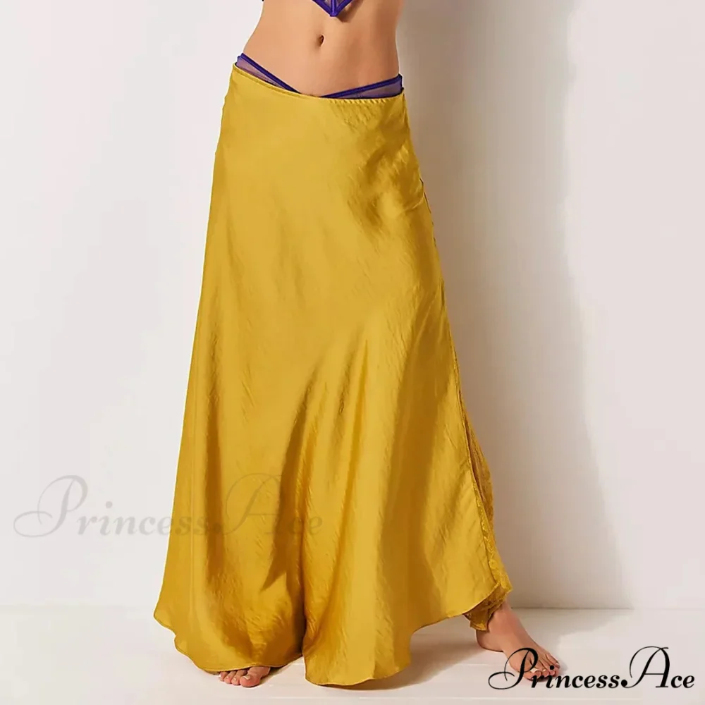 Patchwork Lace Midi Low Waist Summer Skirt - Image 4
