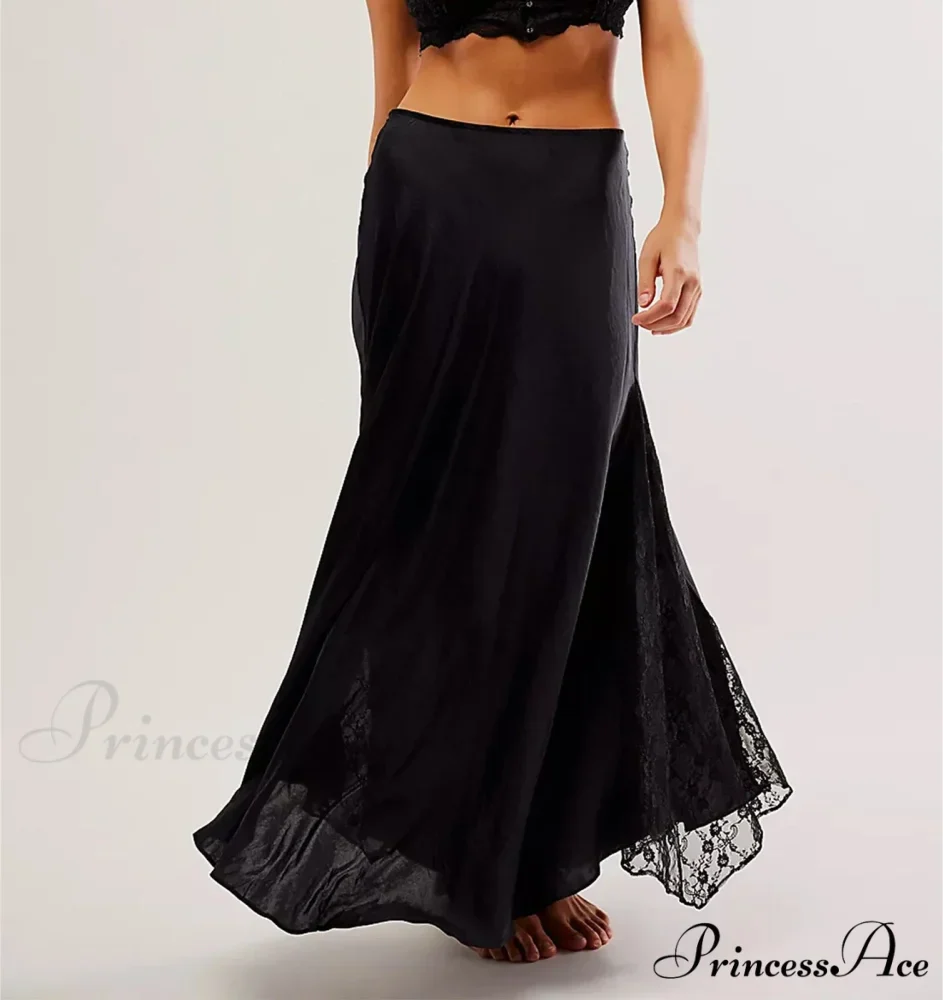 Patchwork Lace Midi Low Waist Summer Skirt - Image 6