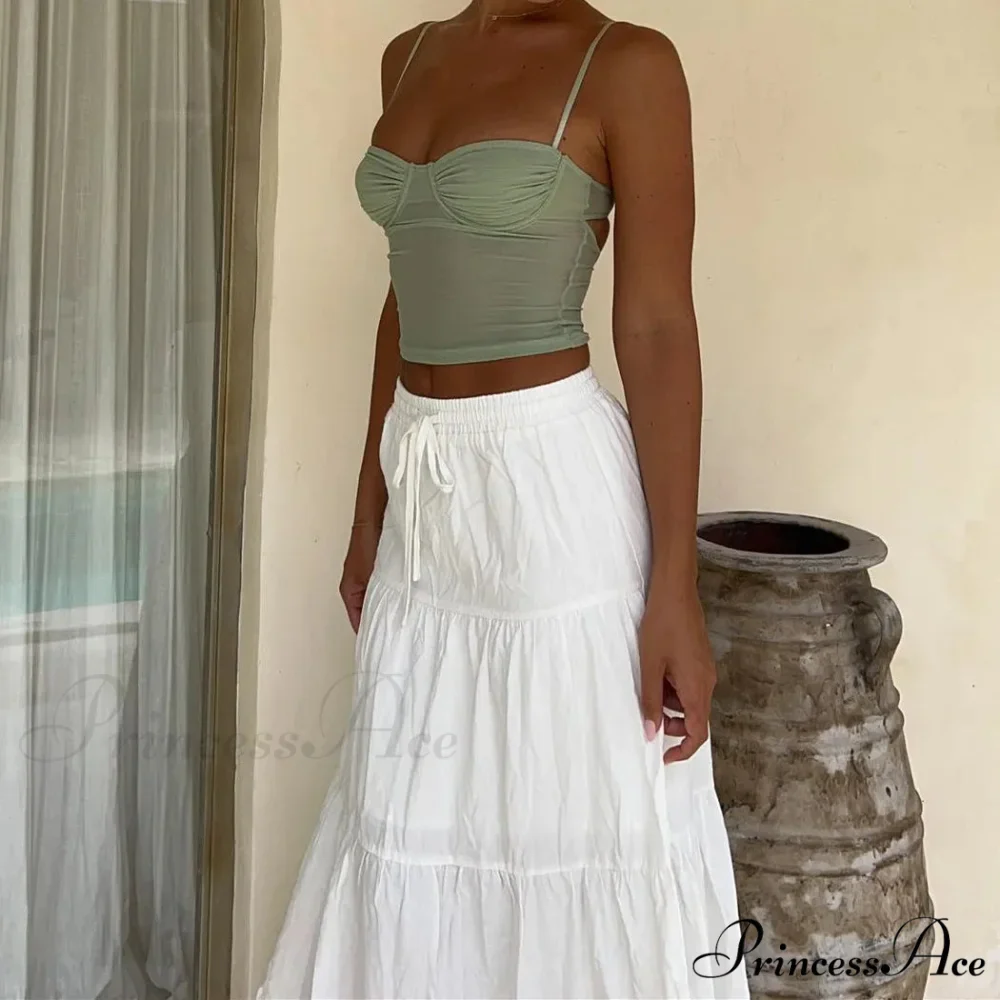 Ruffle Elastic High Waist Maxi Tiered Prairie Skirt - Image 2